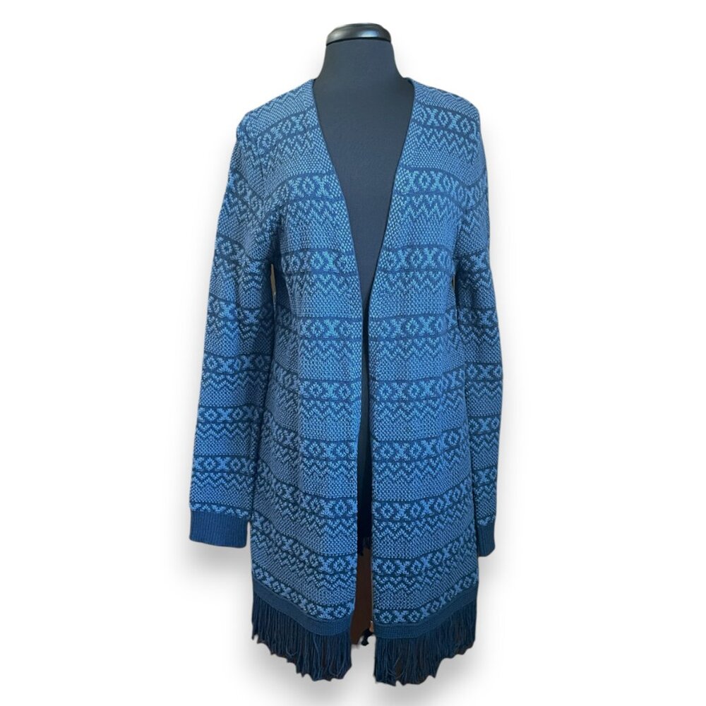 Natural Reflections Long Blue Knitted Cardigan Sweater X Large Western